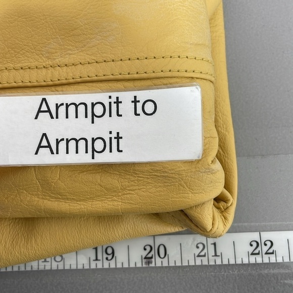 Jessica London Jacket Women's 12 Yellow NWT Leather Coat Snap Buttons Collared - Picture 15 of 17